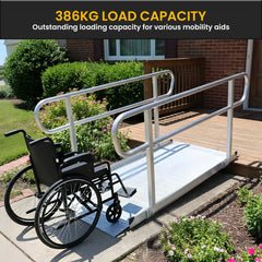 Kartrite 6ft Aluminium Wheelchair Ramp with Handrails 386kg Capacity 72cm Width