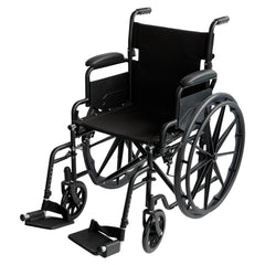 Orthonica New Steel Wheelchair In Black Foldable Lightweight Disability Aid Portable Heavy-duty 24-inch Adjustable Footrest Steel Frame