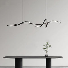 BAMDECOR A036 Modern LED Linear Pendant Lights with Dimmable LED and Adjustable Hanging Length 160cm -Black
