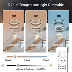 BAMDECOR A18815 Nordic Home Decor Dining Room Pendant lamp lights Ceiling Lamp Hanging Light Chandelier Lamps (8 Rings-Black)