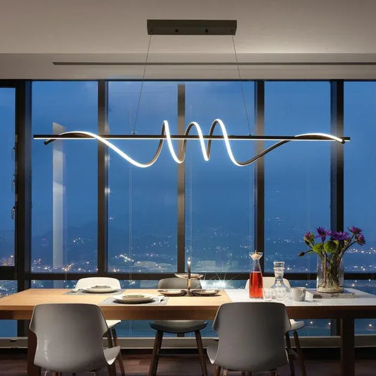 BAMDECOR A202 Modern LED Linear Pendant Lights with Dimmable LED  (160cm/180cm-Black) 1.5 Meters