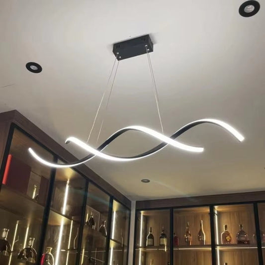 BAMDECOR A24122 Modern Minimalist Black Pendant Light Adjustable LED Chandelier for Dining Room and Bar