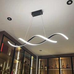 BAMDECOR A24122 Modern Minimalist Black Pendant Light Adjustable LED Chandelier for Dining Room and Bar