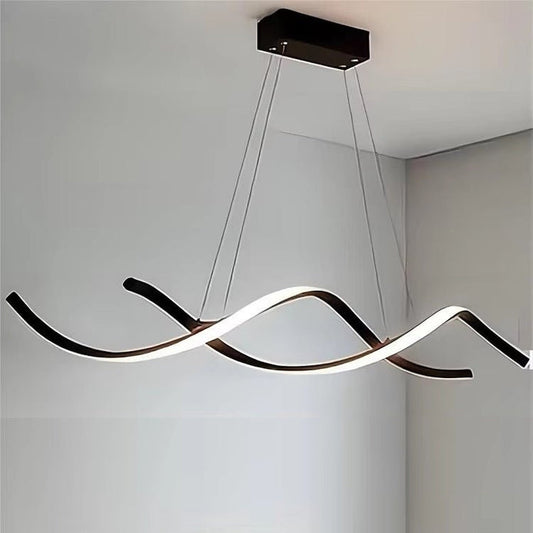 BAMDECOR A24122 Modern Minimalist Black Pendant Light Adjustable LED Chandelier for Dining Room and Bar