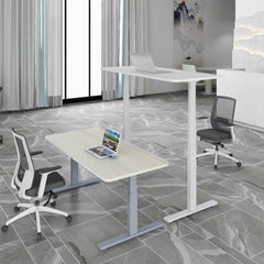 Standing Desk Height Adjustable Sit Stand Motorised Dual Motors Frame White Only