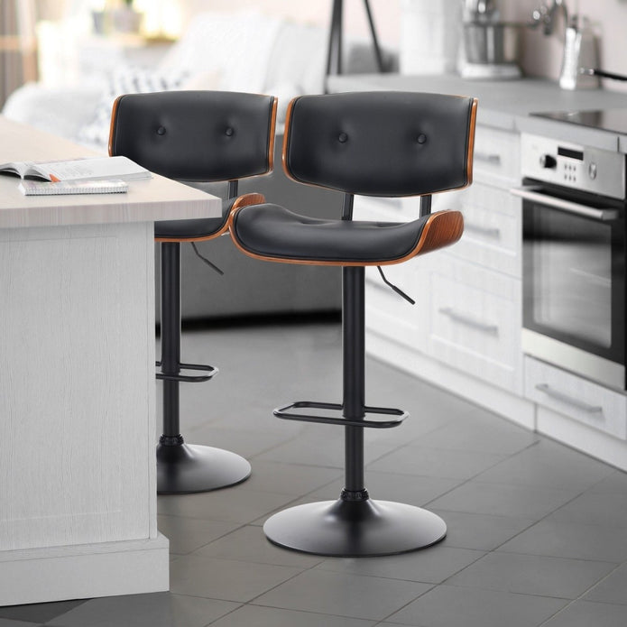 SERENITà European Wooden Black Modern Bar Stools Swivel Bar Stool Chair Counter Height Barstool with 360 Degree Swivel Seat