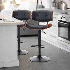 SERENITà European Wooden Black Modern Bar Stools Swivel Bar Stool Chair Counter Height Barstool with 360 Degree Swivel Seat