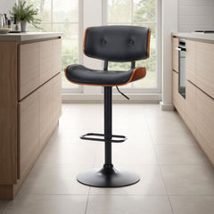 SERENITà European Wooden Black Modern Bar Stools Swivel Bar Stool Chair Counter Height Barstool with 360 Degree Swivel Seat