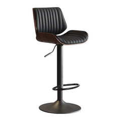 SERENITà European Wooden Modern Bar Stools Bistro Stool with Rotating and Aerodynamic Multi-levelled(Black)