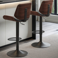 SERENITà European Wooden Modern Bar Stools Bistro Stool with Rotating and Aerodynamic Multi-levelled