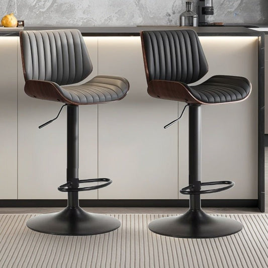 SERENITà European Wooden Modern Bar Stools Bistro Stool with Rotating and Aerodynamic Multi-levelled (Grey)