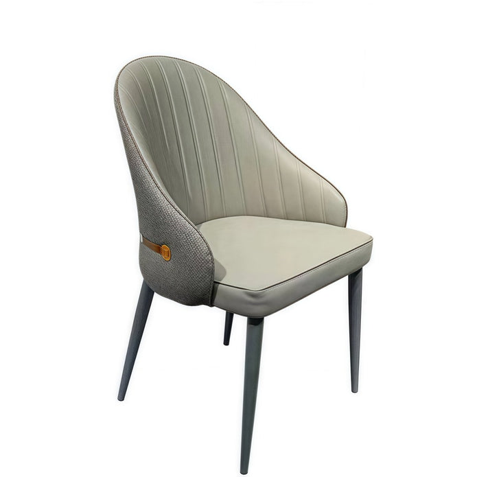 VELLUTO Dining Chairs Set Armchairs Mid Century Modern Kitchen Dining Room Chairs Faux Leather Accent Chairs Metal Vanity Lounge Chair with Back for Living Room Bedrooms  Set of 2 (Grey)