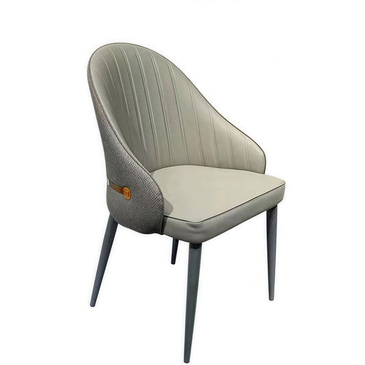 VELLUTO Dining Chairs Set Armchairs Mid Century Modern Kitchen Dining Room Chairs Faux Leather Accent Chairs Metal Vanity Lounge Chair with Back for Living Room Bedrooms  Set of 2 (Grey)