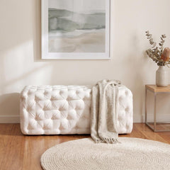 Elsa Tufted Ottoman Beach Boucle White-Rectangular