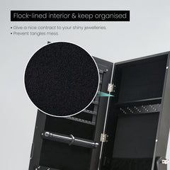 Mirror Jewellery Cabinet Organiser 2 Drawers LOWE 146cm BLACK