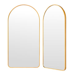 2 Set Wall Arch Mirror Arc Aluminum Frame Bathroom 50x100cm GOLD