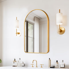 2 Set Wall Arch Mirror Arc Aluminum Frame Bathroom 50x80cm GOLD