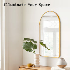 2 Set Wall Arch Mirror Arc Aluminum Frame Bathroom 50x80cm GOLD