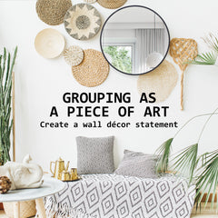 2 Set Wall Mirror Round Aluminum Frame Bathroom 50cm BLACK