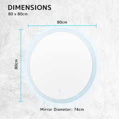 2 Set LED Wall Mirror Round Anti-Fog Bathroom 80cm
