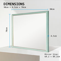 2 Set Wall Mirror Rectangular Frame Bathroom 70x90cm Turquoise