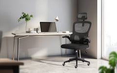 Work Office Chair - Lumber Support, Flip-up Armrest, Adjustable Headrest SITIO - Black
