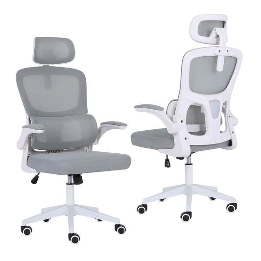 Work Office Chair - Lumber Support, Flip-up Armrest, Adjustable Headrest SITIO - GREY