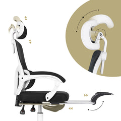 Ergonomic Reclining Office Chair - Footrest, Lumbar Support, Adjustable Headrest VELTRA - BLACK