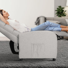 Home Recliner Chair - Linen Fabric Sofa Lounge Armchair SHILOH GREY