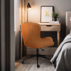 Desk Armchair - Home Office Swivel Chair Adjustable Height Seat PLUME ORANGE