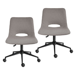 2 Set Office Desk Chair - Loop Yarn Fabric Home Swivel Chair Cut-Out Seat HALO GREY