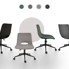 2 Set Office Desk Chair - Loop Yarn Fabric Home Swivel Chair Cut-Out Seat HALO GREY