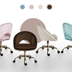 Office Desk Chair - Velvet Home Office Swivel Computer Seat COVE BROWN