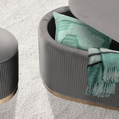 3 Piece Set Storage Ottoman - Blanket Box Velvet Padded Bench Stool FAYE GREY