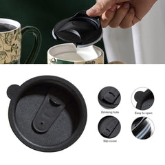 2X High-Fired Ceramic Porcelain Mug with Travel Lid 600ml Vintage Floral GREEN