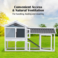 Rabbit Hutch Chicken Coop 147cm 2 Storey Pet Cage Run GRACIE