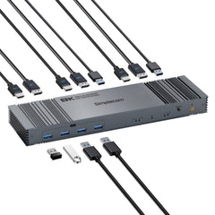 Simplecom KM490 HDMI and DisplayPort Dual Monitor KVM Switch for 2 Computers with 4-Port USB 3.0 Hub 5Gbps 8K@60Hz