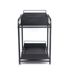 2 Tier Under Sink Storage Rack Kitchen Organizer Steel Frame with Removable Baskets & Suction Feet Black