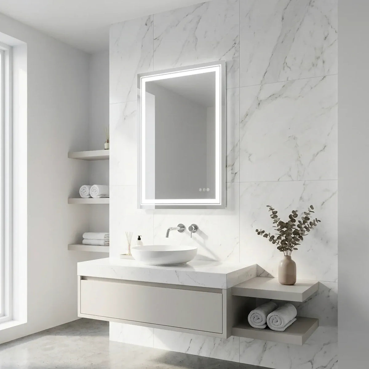 Interior Ave - 70 x 90cm Rectangle Frameless LED Bathroom Mirror