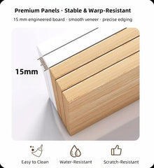 Classic Nightstand Walnut Wood Grain Double Drawer Tray Top White Handles
