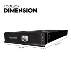 Under Tray Body Tool Box Trundle Drawer 1500 Long UTE Truck ToolBox Black