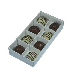 100 Pack of White Card Chocolate Sweet Soap Product Retail Gift Box - 8 bay 3cm Compartments - Clear Slide On Lid - 16x8x3cm
