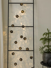 1 Set of Black 5cm Rattan Cane 50 Ball Battery Powered LONG 5m String Lights Christmas Gift Home Wedding Party Bedroom Decoration Table Centrepiece