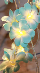 1 Set of 20 LED Tropical Blue Frangipani Flower Battery 3m String Lights Christmas Gift Home Wedding Beach Party Decoration Outdoor Table Centrepiece
