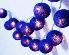50 Ball Dark Blue LONG 5m String Light Battery Box 5cm Cotton Ball  Christmas Birthday Boy Special Occasion Decoration