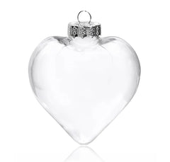 5 Pack Iridescent Glass Heart Ornaments Fillable Baubles for Christmas Party Wedding DIY Craft Decorations
