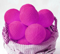 20 Ball HOT Pink 3m String Light Battery Box 5cm Cotton Ball  Christmas Birthday Bbay Girl Special Occasion Decoration