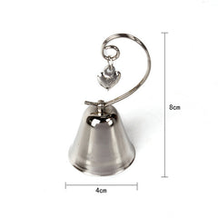 10 Pack of Silver Wedding Kissing Bell Name Card Stand Holder with Heart in Ring Bomboniere Favour Gift