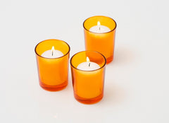20 Pack Orange Glass Votive Tealight Candle Holders House Party Centerpiece Xmas Wedding Decor Glass Candlestick Party Decorations Bridal Baby Shower Event