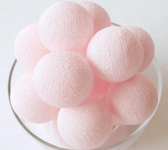 20 Ball Pastel Pink 3m String Light Battery Box 5cm Cotton Ball  Christmas Birthday Bbay Girl Special Occasion Decoration